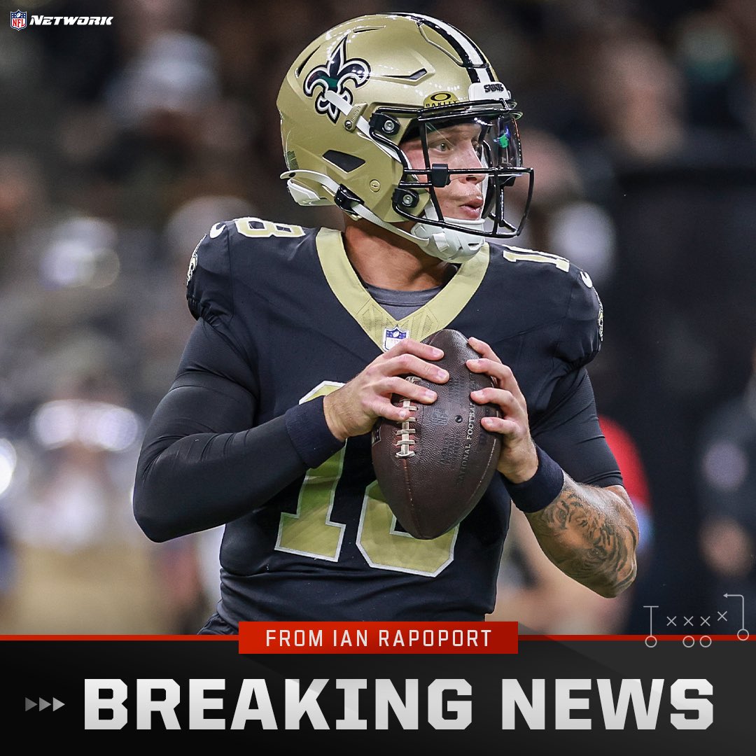 The #Saints are starting rookie QB Spencer Rattler, per me and <a href="/MikeGarafolo/">Mike Garafolo</a>, as Derek Carr is out a few weeks with a tear in his oblique. 

A hurdle for the #Saints, but also a look at a promising young QB.