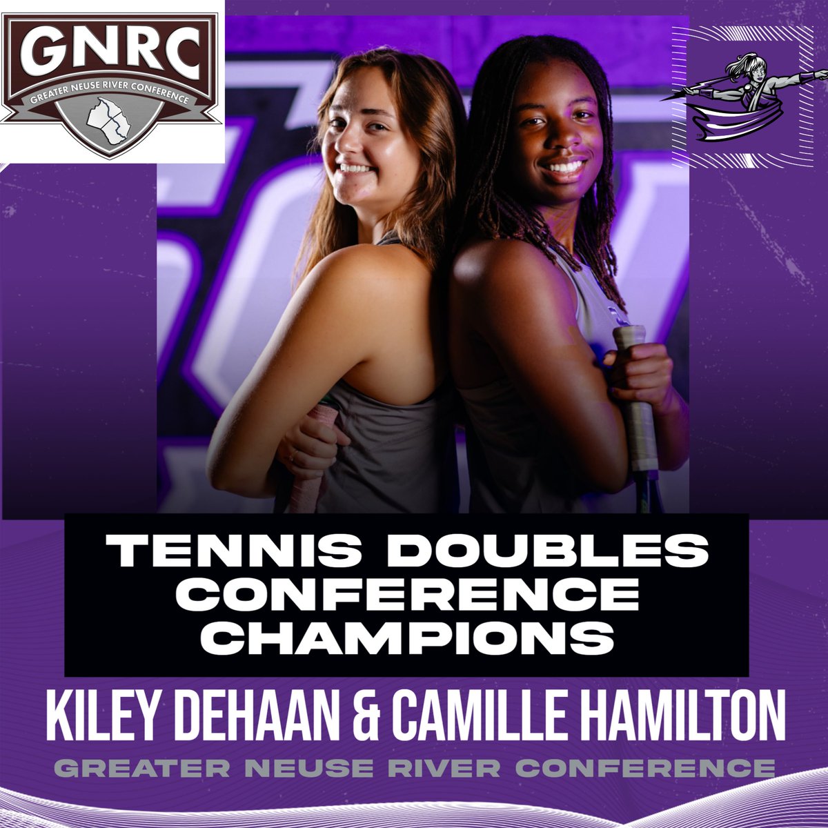 SouthGarnerAD's tweet photo. 🎾🏆 History made! Huge congratulations to Kiley and Camille for winning the GNRC Women's Tennis Conference Championship in doubles—the first time in South Garner history! These ladies had a great season and we appreciate all of their hard work!! 💜 #Titanup https://t.co/AJGufVaYvO