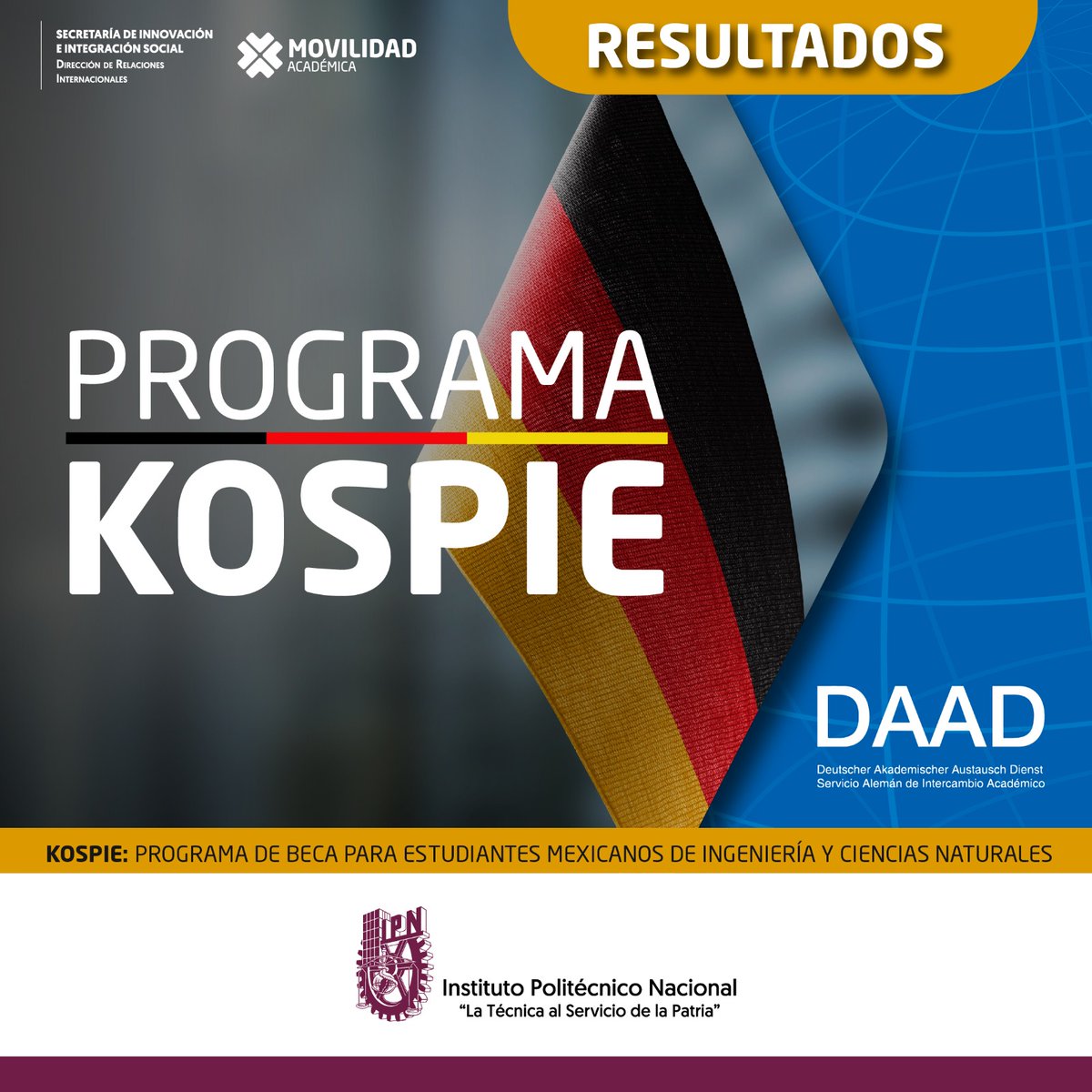IPN_DRI's tweet photo. ¡Los preseleccionados del Programa KOSPIE están listos! ✨🌍
Este es solo el primer paso para estudiar en Alemania. 🇩🇪
¡Prepárense y mantengan la motivación! 💪🚀
Consulta la lista aquí: https://t.co/iCa3WKywl8
#KOSPIE #Preseleccionados #IntercambioAcadémico #EstudiantesIPN https://t.co/pAVcs0CkBY