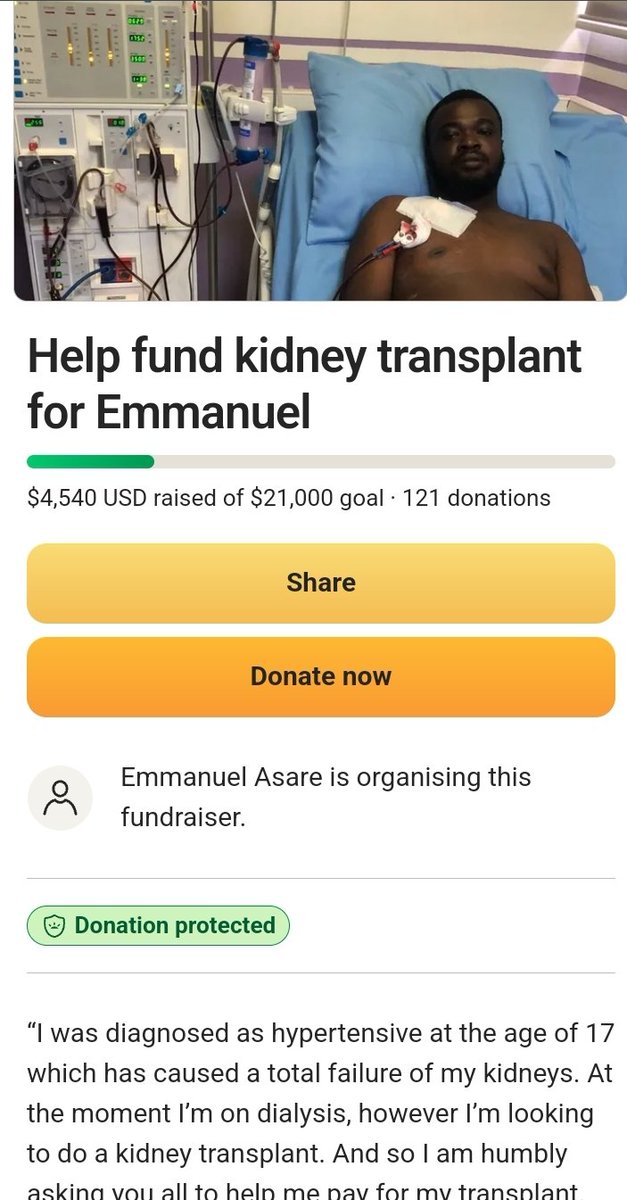 gervin_dk's tweet photo. If you see this, know that your support in donations and sharing  really counts.  Please help us save Emmanuel's life.
https://t.co/4ksLdYsYeN https://t.co/Ml8yRszjlC
