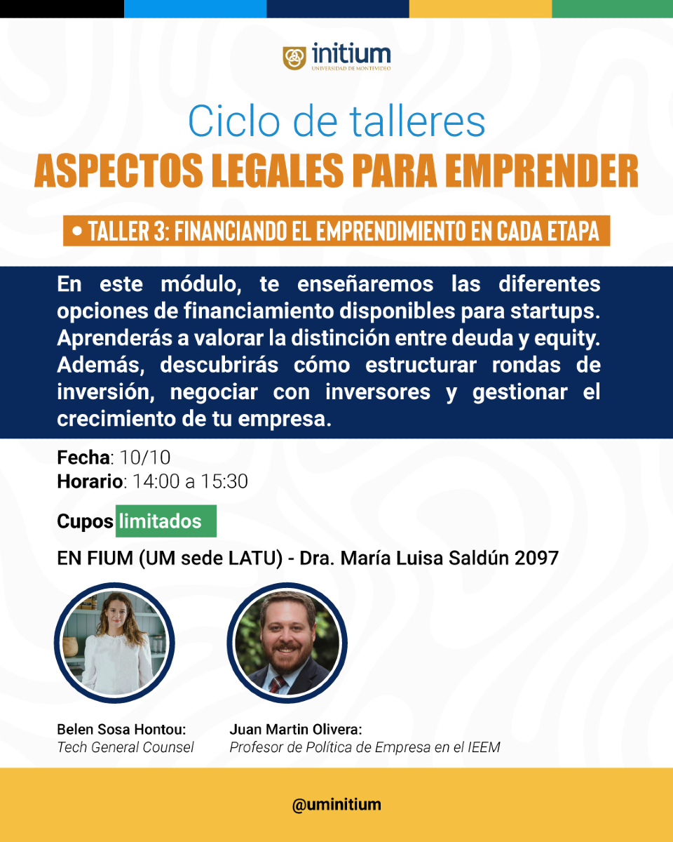 👉 ¡No te pierdas el siguiente taller de nuestro ciclo! Mañana, profundizaremos en uno de los temas más cruciales para el éxito de tu emprendimiento: el financiamiento en cada etapa de crecimiento.

✅ Inscríbete aquí:  forms.office.com/r/LsfvDzz2