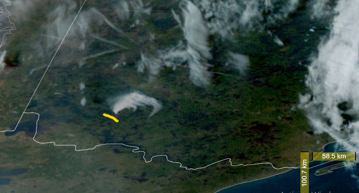 mikeflannigan's tweet image. A large and intense wildfire is burning in NWRN Ontario today - GOES East Geocolor and band 7 (mid-ir - red is a very intense fire) below. Can't recall this type of fire activity at this time of year in this region.