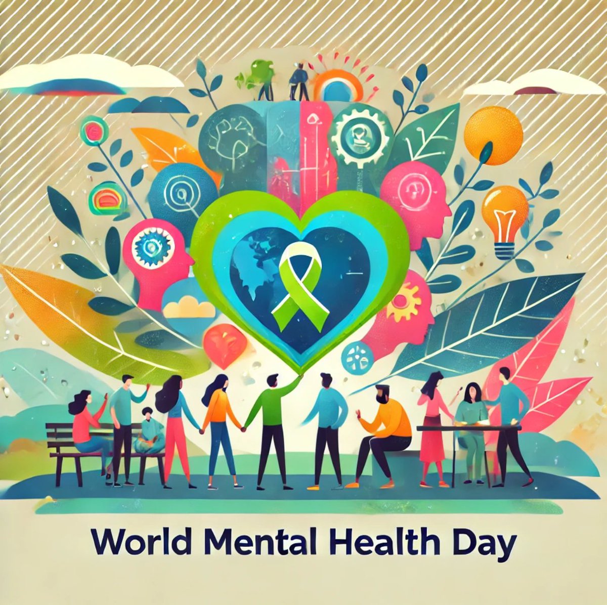 Today is World Mental Health Day, and the focus is on mental health in the workplace. It's about time. Let's make this a priority! #DALLE3 #SWTech #SocialWorkAiArt