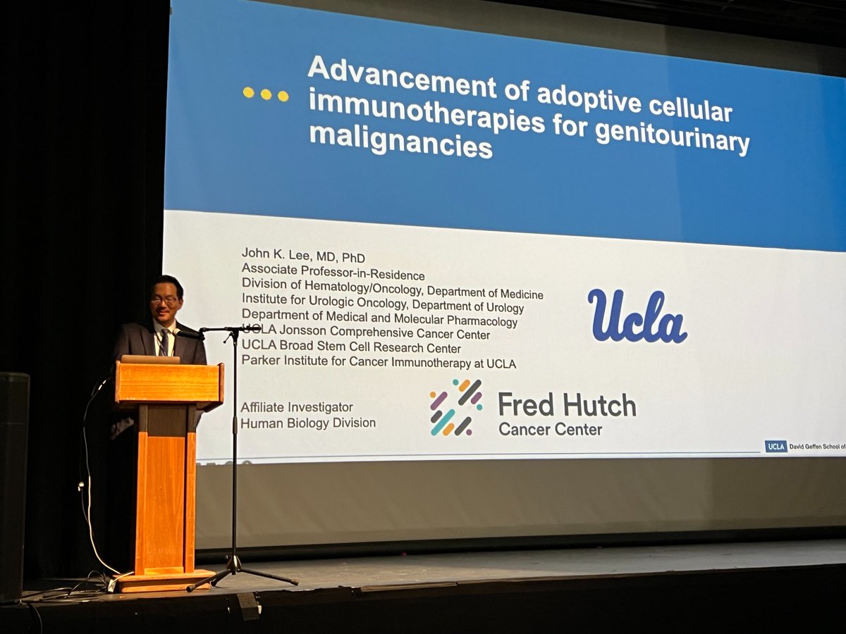 Department of Medicine at UCLA Health (@dom_ucla) on Twitter photo Closing out DoM Research Day, Dr. John Lee provides the latest from his lab with an overview of the development and first-in-human clinical translation of chimeric antigen receptor and T cell receptor-transgenic T cell therapies targeting prostate and bladder cancer. Closing out DoM Research Day, Dr. John Lee provides the latest from his lab with an overview of the development and first-in-human clinical translation of chimeric antigen receptor and T cell receptor-transgenic T cell therapies targeting prostate and bladder cancer.