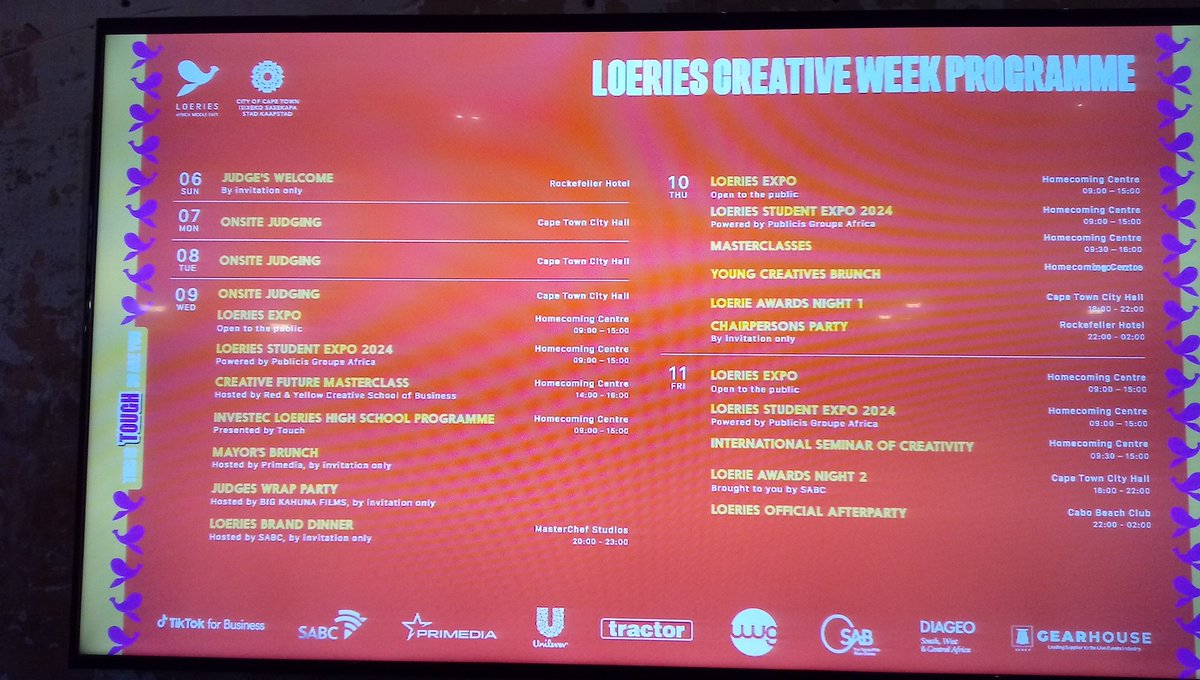 shabierja's tweet image. The Loeries 2024 are back in Cape Town. The Loeries creative week (7-11 October) supported &amp;amp; hosted by the The City of Cape Town @loeries @CityofCT #Loeries2024 #creativity
