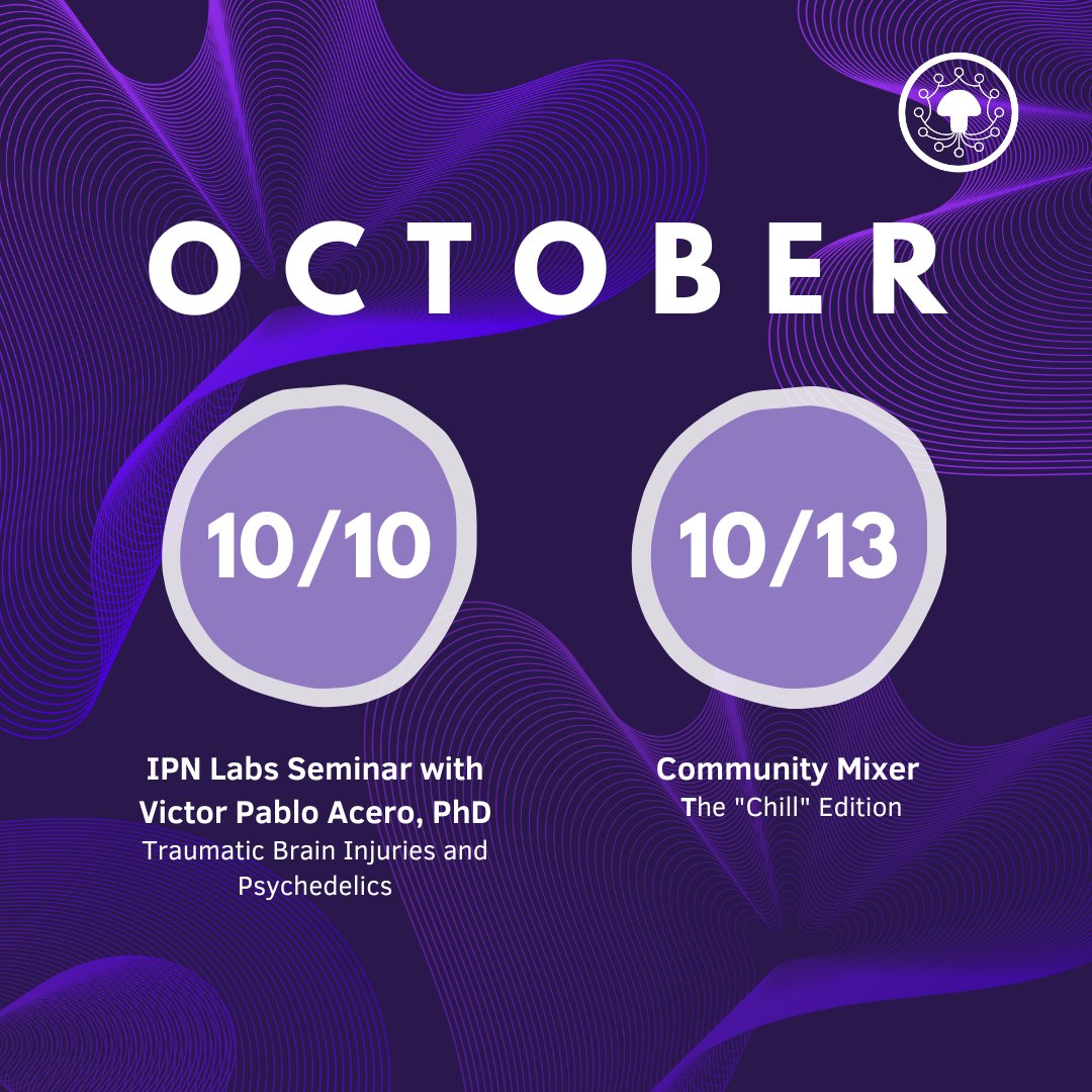 ipnpsychedelics's tweet image. October is here! 🎃 Kicking off with our first event tomorrow, we're bringing you a fantastic lineup of virtual events. All events are free for IPN members—check the Members Portal for all the details and Zoom links!
Become an IPN member today for FREE: intercollegiatepsychedelics.net/membership/