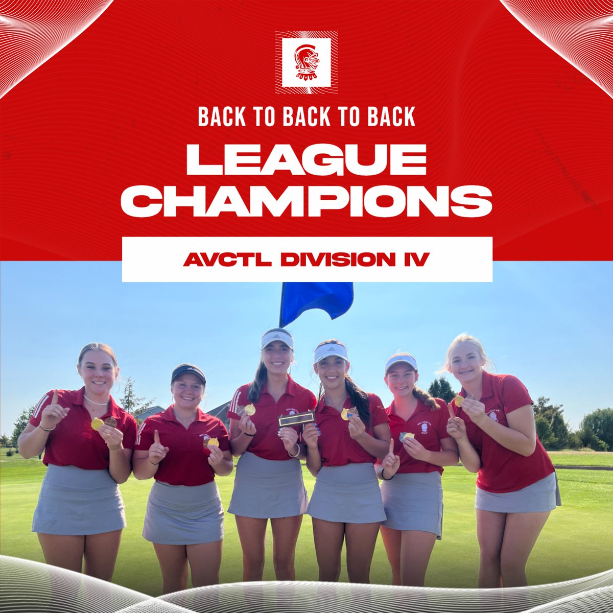Lady Crusader golfers are BACK TO BACK TO BACK League CHAMPIONS!

Taryn Viramontes took 2nd shooting a 78
Claire Ginter finished 3rd shooting a 84
Presley Cornejo finished 4th shooting a 88
Haley Gulick placed 5th
Bella Angleton placed 6th
Kenna Maxwell placed 8th

GO BIG RED!