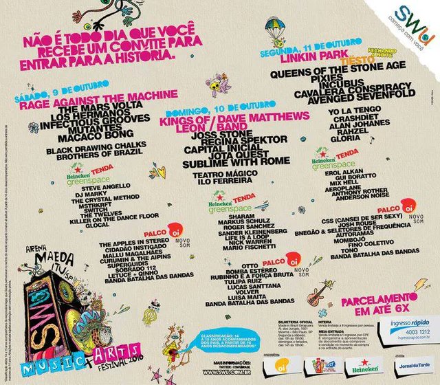 festivalando's tweet image. Pra encerrar o assunto SWU e os 14 anos da estreia do festival, o line up de 2010