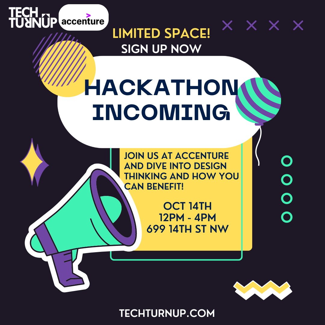 techturnup's tweet image. Jump into action! 💥 Our Hackathon blends design thinking and problem-solving to tackle global challenges. Collaborate and bring your bold ideas to life—sign up now! bit.ly/hackathonseries #HackForChange
