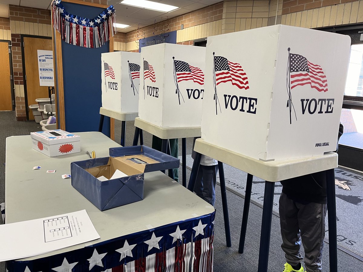 Our Mustangs were ready to get out and vote…vote for student council candidates that is! Thank you to our community partners for lending us the real booths for this experience! #RCSPride
