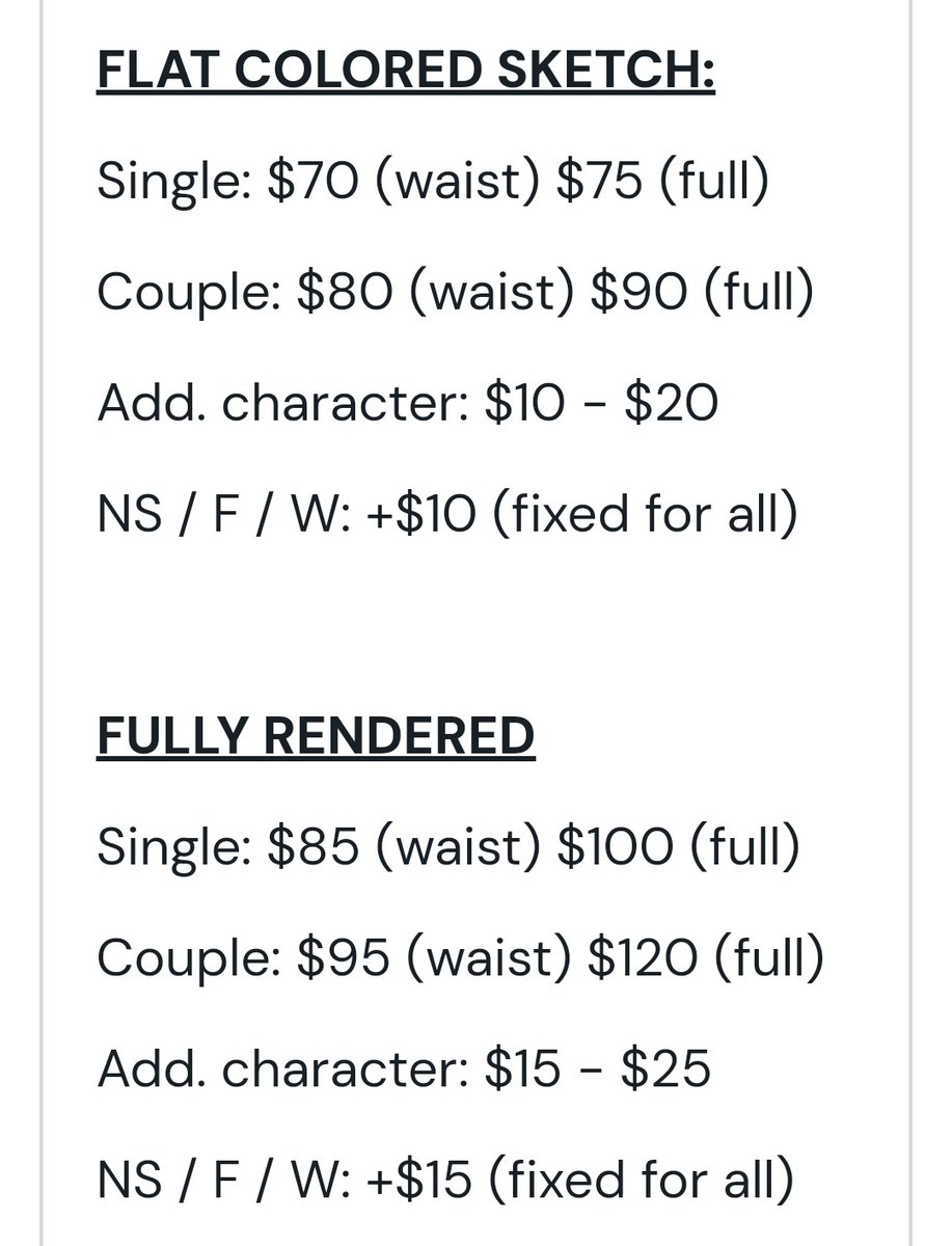 GwynwithnoE's tweet image. Actually here's an update on my comm prices and samples! 2 slots left and RTs are greatly appreciated 🙏