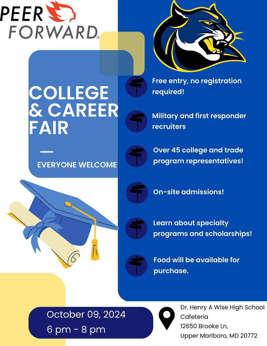 Dr. Henry A. Wise, Jr. High School (@wisehspumas) on Twitter photo College and Career Fair Tonight (10/9/24) from 6p-8p. More than 50 reps present!! Some schools will provide instant decisions💛💙!! See you there!! <a href="/PeerForward/">PeerForward</a> <a href="/wisehspumas/">Dr. Henry A. Wise, Jr. High School</a> College and Career Fair Tonight (10/9/24) from 6p-8p. More than 50 reps present!! Some schools will provide instant decisions💛💙!! See you there!! <a href="/PeerForward/">PeerForward</a> <a href="/wisehspumas/">Dr. Henry A. Wise, Jr. High School</a>