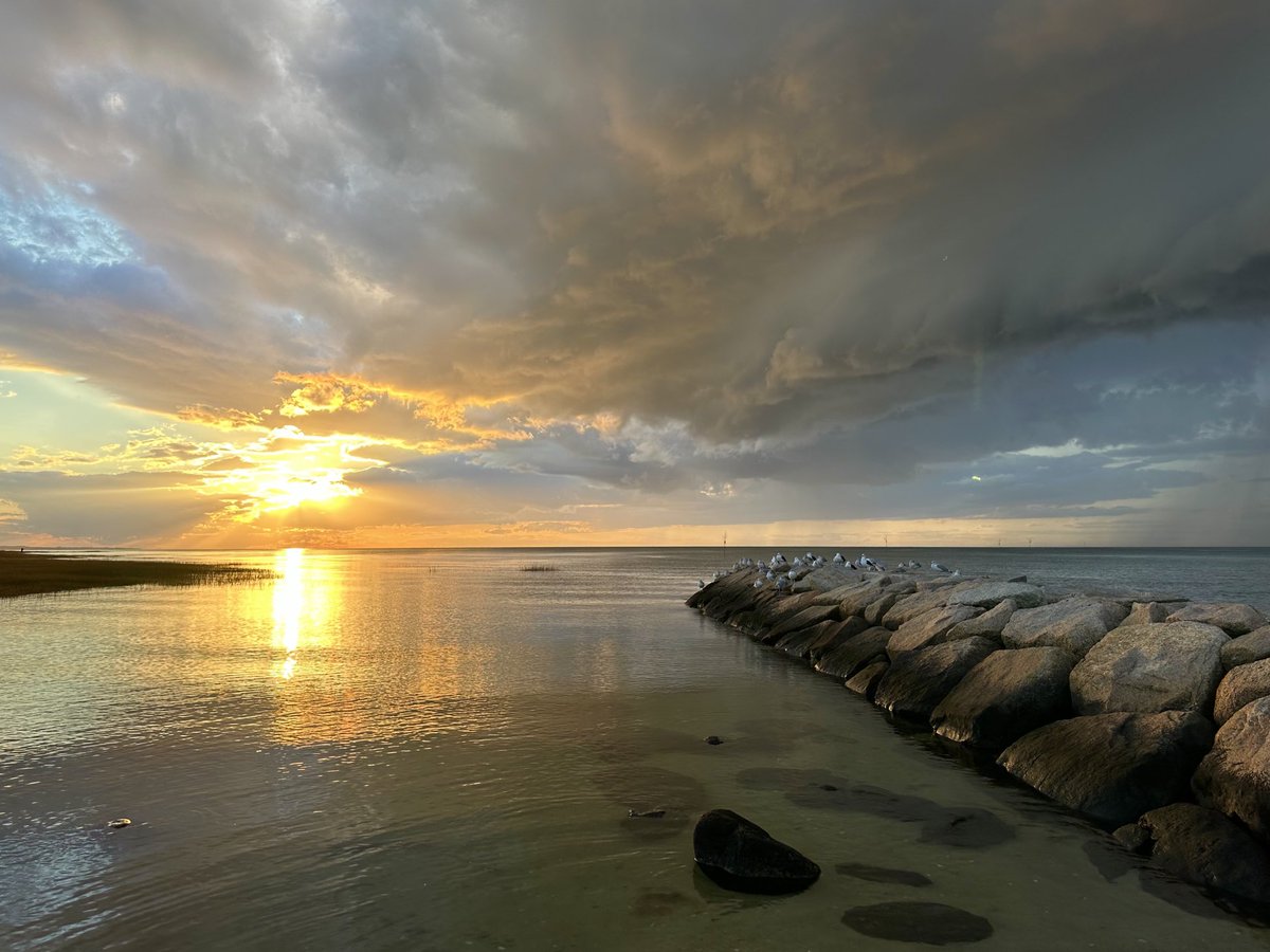 Sunset shelfie tonight at Rock Harbor as a thunderstorm passes by.

#Orleans 

📸 my sister.👍🏻
