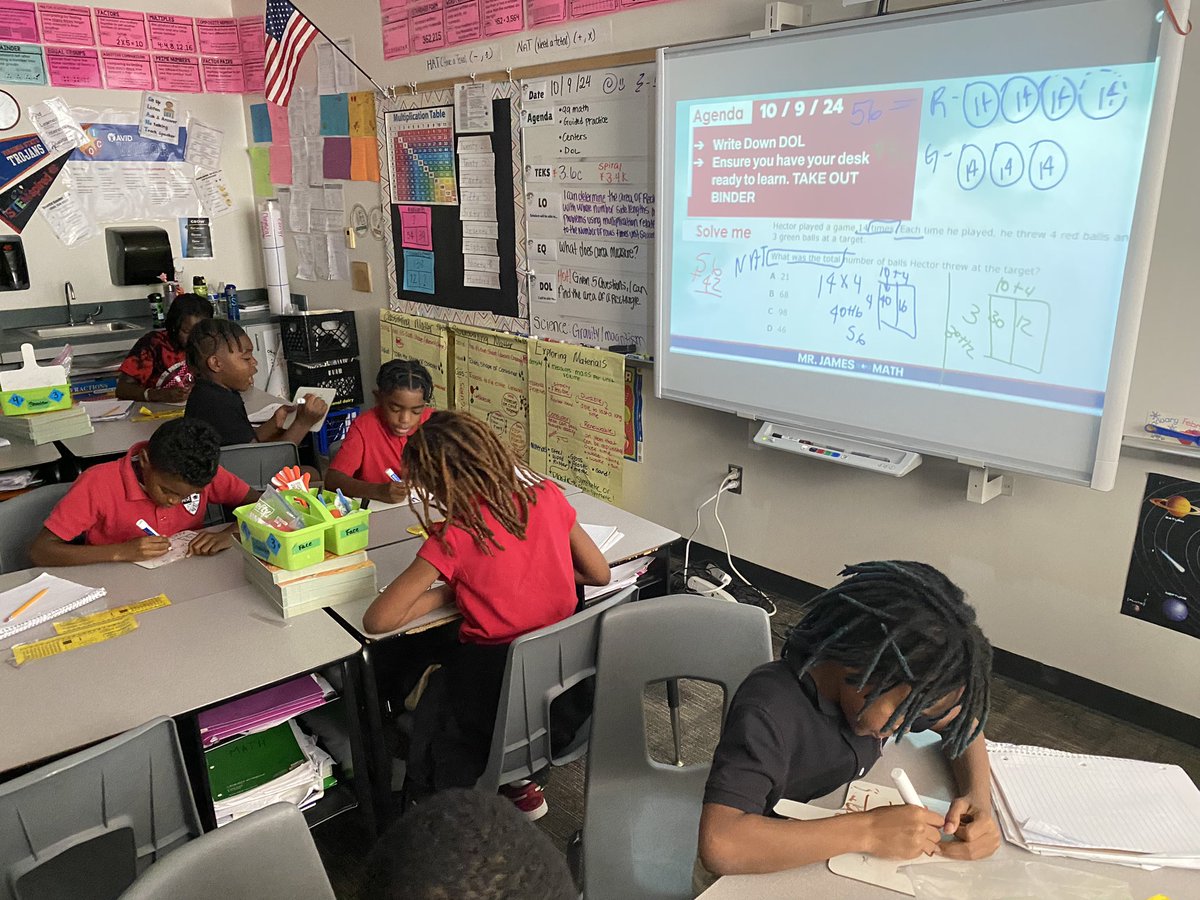 CJamesMathed's tweet photo. Our class finally starting to feel at ease with two step word problems. Here’s a snapshot of us representing the problem. A friend of mine told me to represent, represent and represent. We did that and scholars go it! #TEK3.4K #MathOnTheHill https://t.co/6QzCmSNRcc