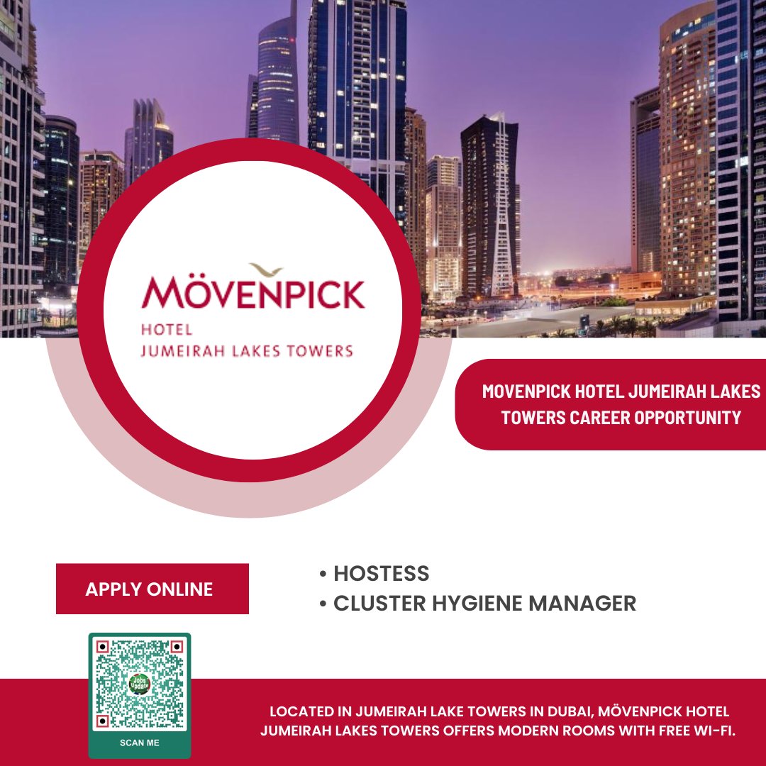 JobsArchives's tweet image. Movenpick Hotel Jumeirah Lakes Towers Career Opportunity: Explore Luxury Hospitality Jobs in Dubai

Apply Online: jobsarchives.com/careers/movenp…

#MovenpickHotel #CareerOpportunities #5StarHotels #DubaiJobs #HospitalityCareers #LuxuryHospitality #DubaiBusiness #WorkInDubai