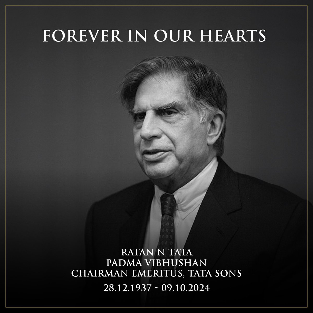 rtemkar's tweet photo. A true son of India—Ratan Naval Tata Sir❤️
- 0 Controversies  
- 0 Scams  
- 0 Attitude  
- 0 Arrogance  
- 0 Cringe Events  
- 0 Display of Wealth  
*100% dedication to the country and its people.
*The titan who has always lived for others. We are forever grateful to you Sir💔😥 https://t.co/FuvLyzbhMY