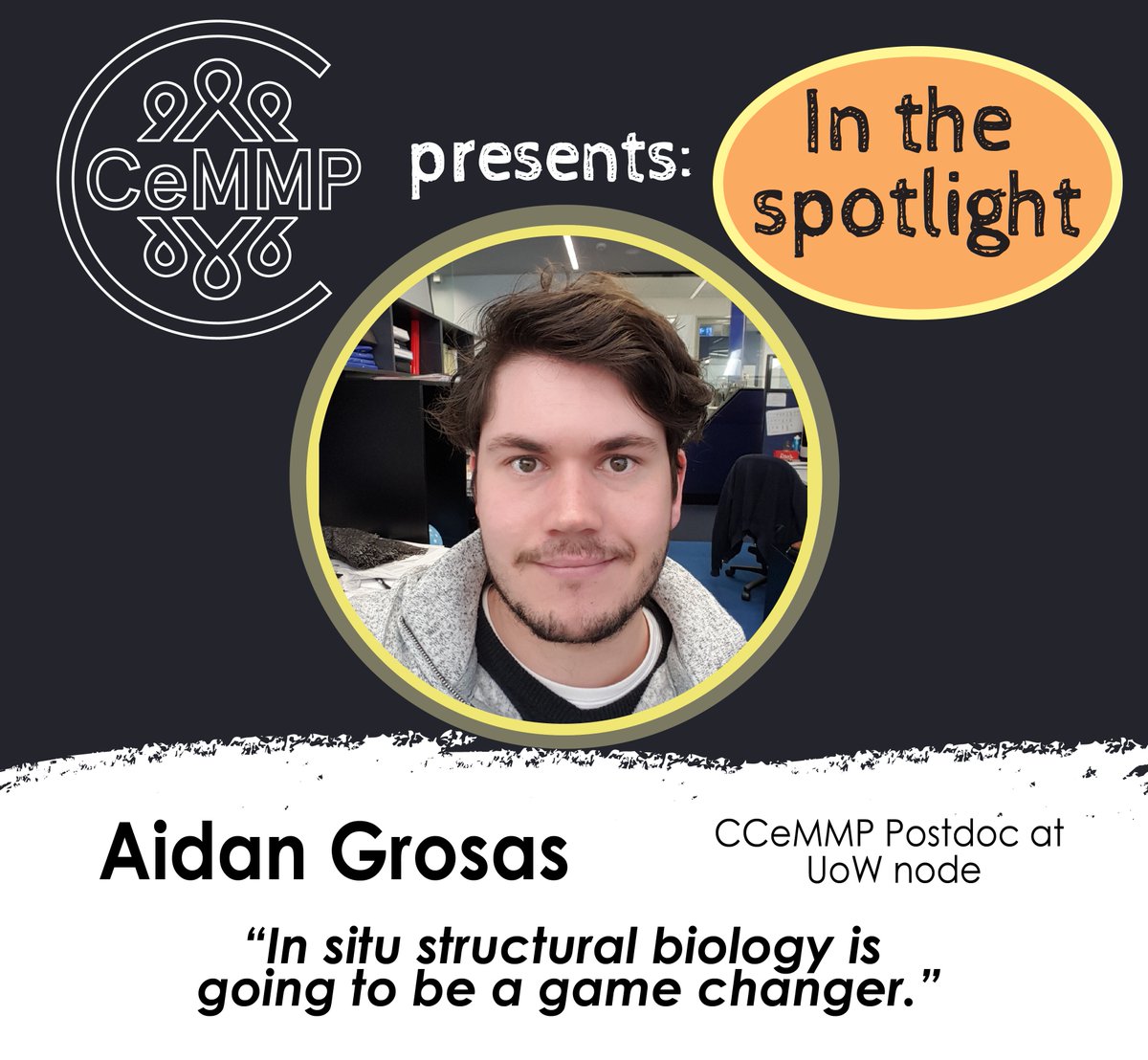 'In the spotlight' features <a href="/arc_gov_au/">Australian Research Council</a> <a href="/CCeMMP/">ARC CCeMMP</a>
centre members, and their interesting research and hobbies!🥳This week we introduce Aidan (<a href="/AidanGrosas/">Aidan Grosas</a> ), from the <a href="/UOW/">UOW</a> node. Want to find out more about Aidan? Check out our newsletter!📷ccemmp.org/newsletter-13-…