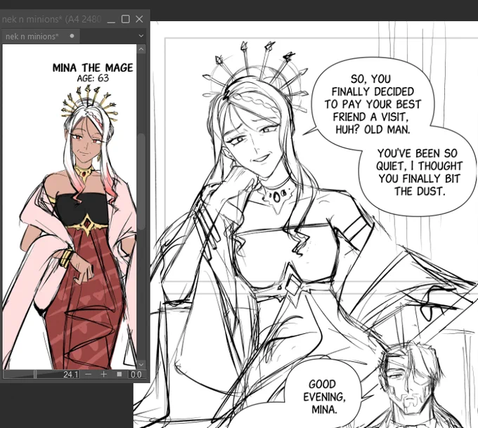 finally got to draw her in the comic

I couldn't think of any punny name for her though, so I just named her Mina (literally means 'girl' in Malay) 