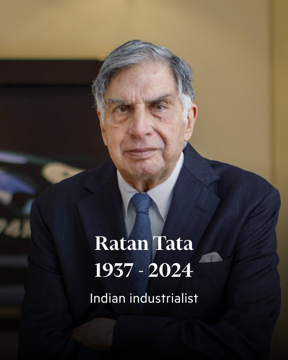 FT's tweet photo. Obituary: Ratan Tata, one of India's best known businessmen, led his family group in an overseas expansion that included Jaguar Land Rover and UK steel plants. He died aged 86. https://t.co/RLbHmmNNMY https://t.co/LvAQFJvURf