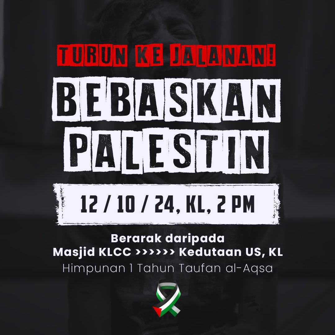 Solidariti kita tidak pernah berakhir. Kita ada dua pilihan.

(1) Hadir atau (2) Sebarkan hebahan tentang himpunan ini.

#FreePalestine #TaufanAlAqsa