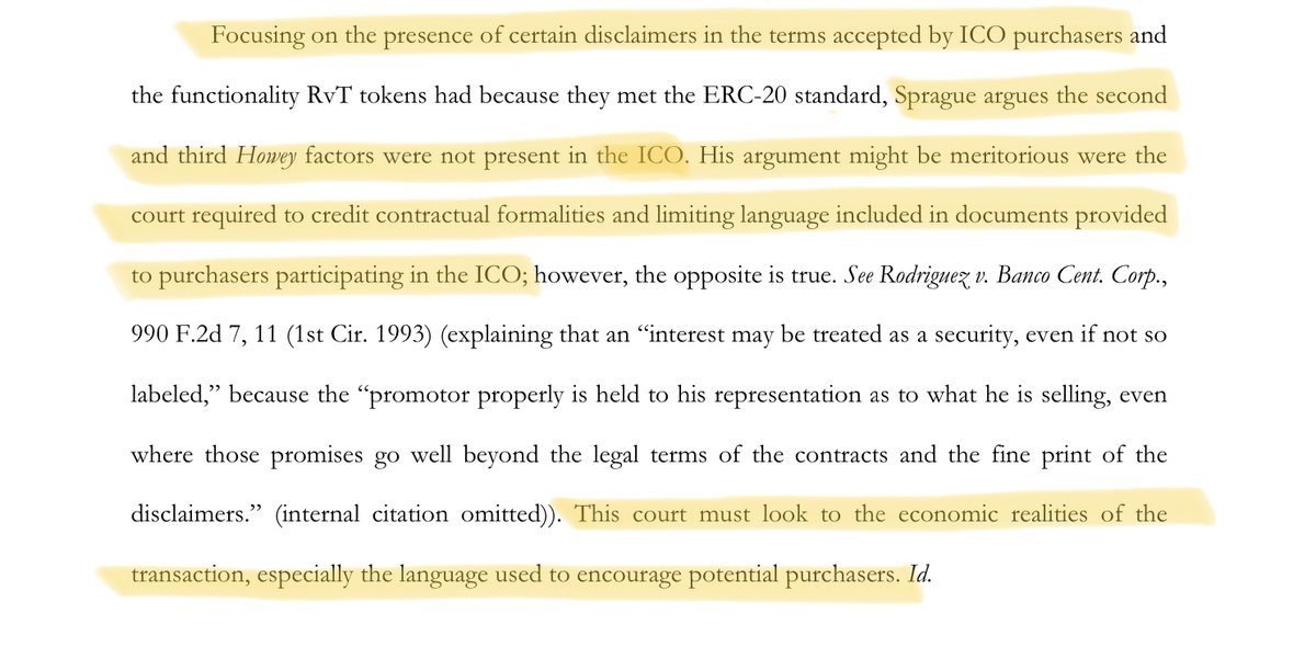 This recent court order in an SEC win against a token issuer reminded me of the disclaimers I see some #memecoin devs put on their websites.   

Just because you tell people not to expect profit doesn’t mean they won’t.