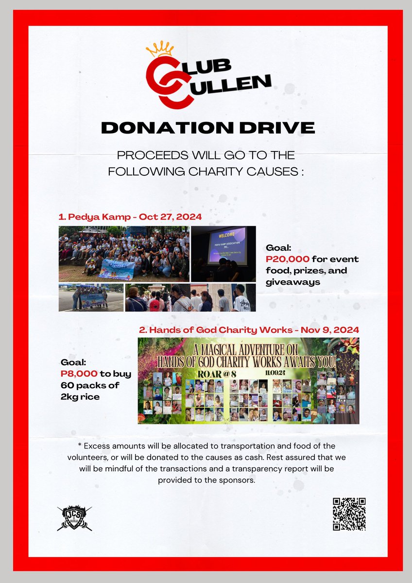 JCSDGuild's tweet photo. This year, we are raising the bar as we aim to make a bigger impact by supporting not just one, but two charity causes: 𝙋𝙚𝙙𝙮𝙖 𝙆𝙖𝙢𝙥, and 𝙃𝙖𝙣𝙙𝙨 𝙤𝙛 𝙂𝙤𝙙 𝘾𝙝𝙖𝙧𝙞𝙩𝙮 𝙒𝙤𝙧𝙠𝙨.

These non-profit organizations provide support to children with special needs or battling with sickness.

Be a light to someone's life! Your donation can bring hope, relief, and change.

Fill-up the donation form below ❤️

🔗https://t.co/iZYnaQb7U7

#ClubCullen
#JOSHCULLEN @JoshCullen_s