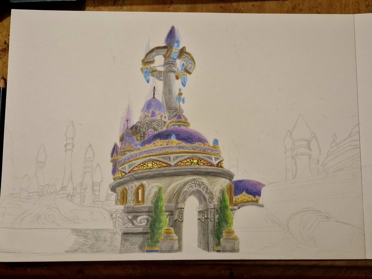 WIP Dalaran World of Warcraft 
#worldofwarcraftlegion #warcraft #warcraftart #worldofwarcraft #worldofwarcraftart #dalaran #blizzardart #blizzard #fantasy #fantasyart #freehanddrawing #freehandart #fanart #coloredpencil #derwent #workinprogress #art  #artist #pencils   #artober