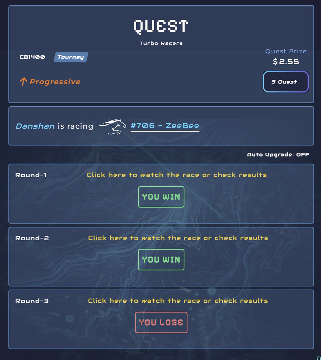 this game is bullshit!

how in the world do I lose in the 3rd rd when I needed the 3rd rd to get my quest card and complete my trail

#singleplayermode