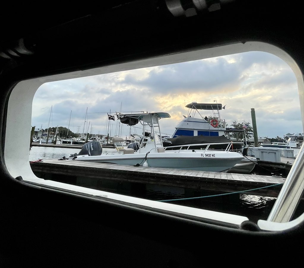 NoLimitsCharter's tweet photo. Sunset yesterday through a porthole on board Suevia. Can’t imagine the torment & emotions of everyone going through a direct hit…🙏🏼🙏🏼🙏🏼 #waitinggame #milton #hurricaneseason #stormdrill https://t.co/zk9FaIMgn6