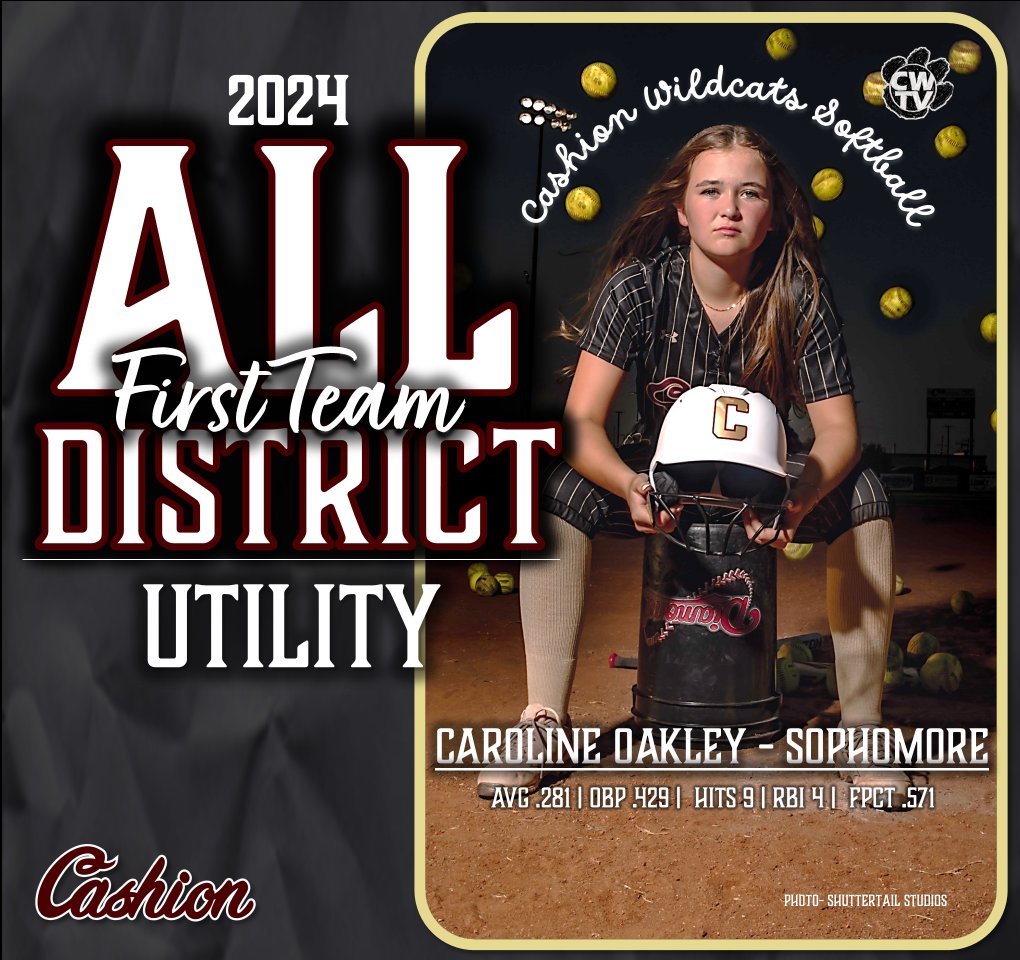 2024 SOFTBALL ALL DISTRICT TEAM
First Team Utility
Caroline Oakley | Sophomore