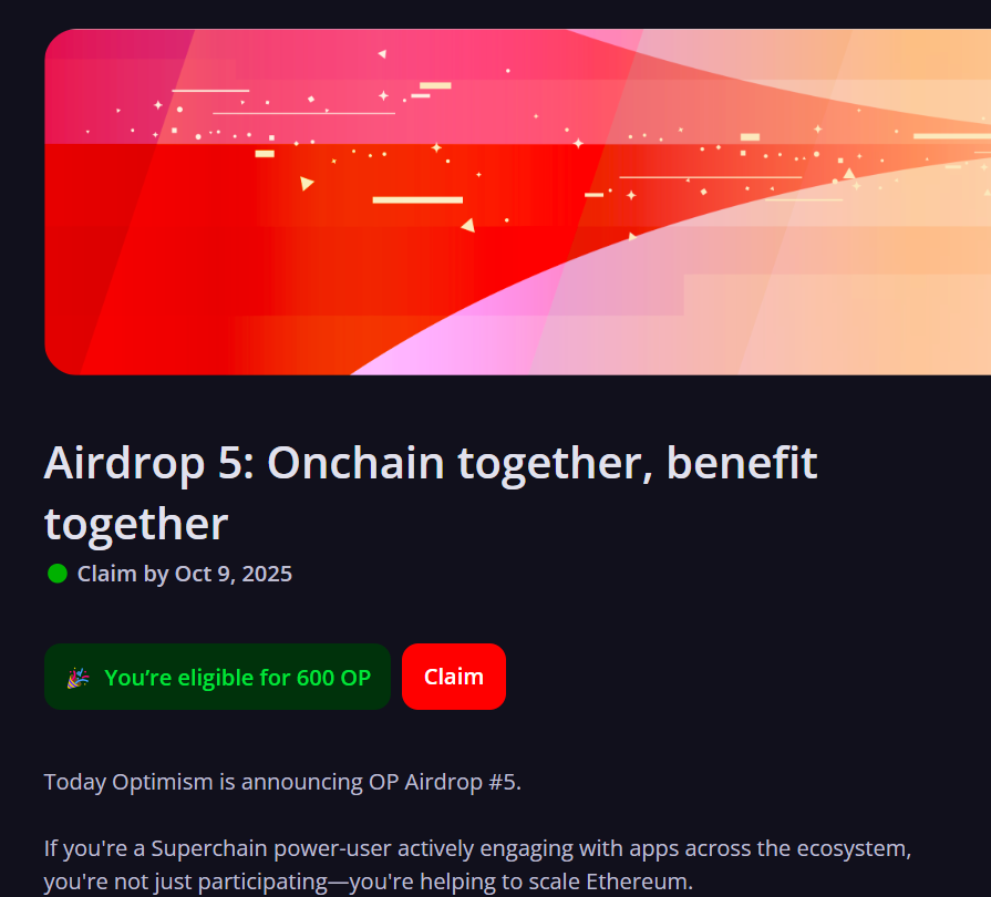 nizisol's tweet image. OMG OP surprises us! Wow so happy, thanks to all those Layer3 quests. If you did Layer3 quest regarding to OP Surperchain and Onchain check you're eligibility.

app.optimism.io/airdrops/

#OPairdrop #OPS5 #Onchain #Layer3Airdrop #Layer3quests