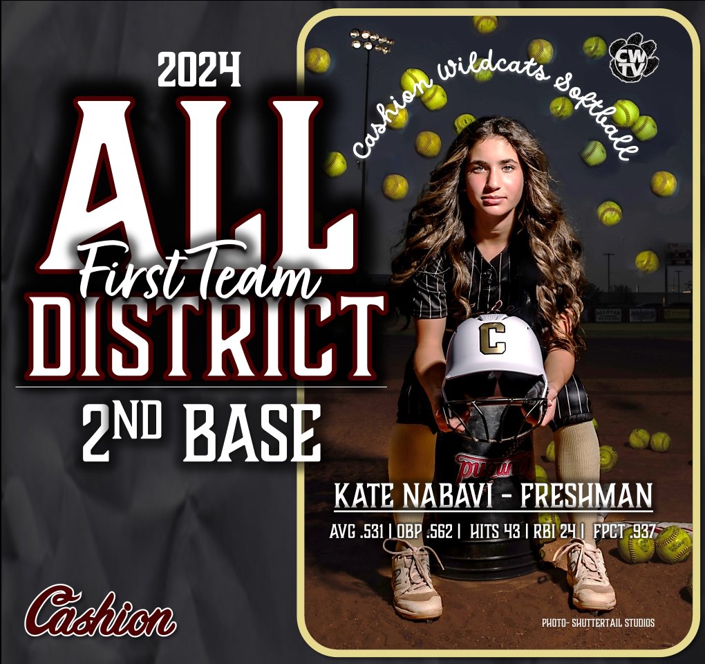 2024 SOFTBALL ALL DISTRICT TEAM
First Team 2nd Base
Kate Nabavi | Freshman