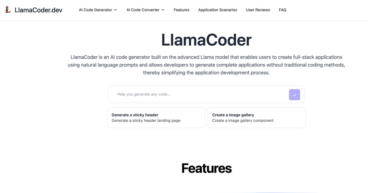 hellojsam's tweet image. LlamaCoder.dev - Free AI Code Generators
Create full-stack applications using natural language prompts and allows developers to generate complete applications without traditional coding methods.
llamacoder.dev
#codegenerator #codeconverter #codedetector