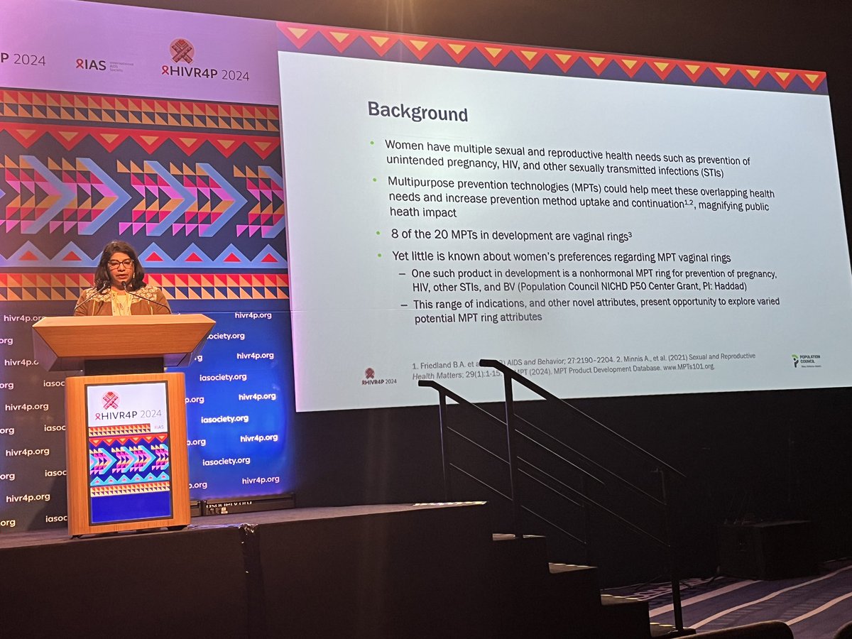 ivansegy47's tweet image. “74% of women were very likely or likely to use a non-hormonal MPT vaginal ring that prevents HIV, pregnancy, bacterial vaginosis, and other STIs with moderate efficacy, which is under development” says @Pop_Council’s @SanyuktaMathur at #HIVR4P2024