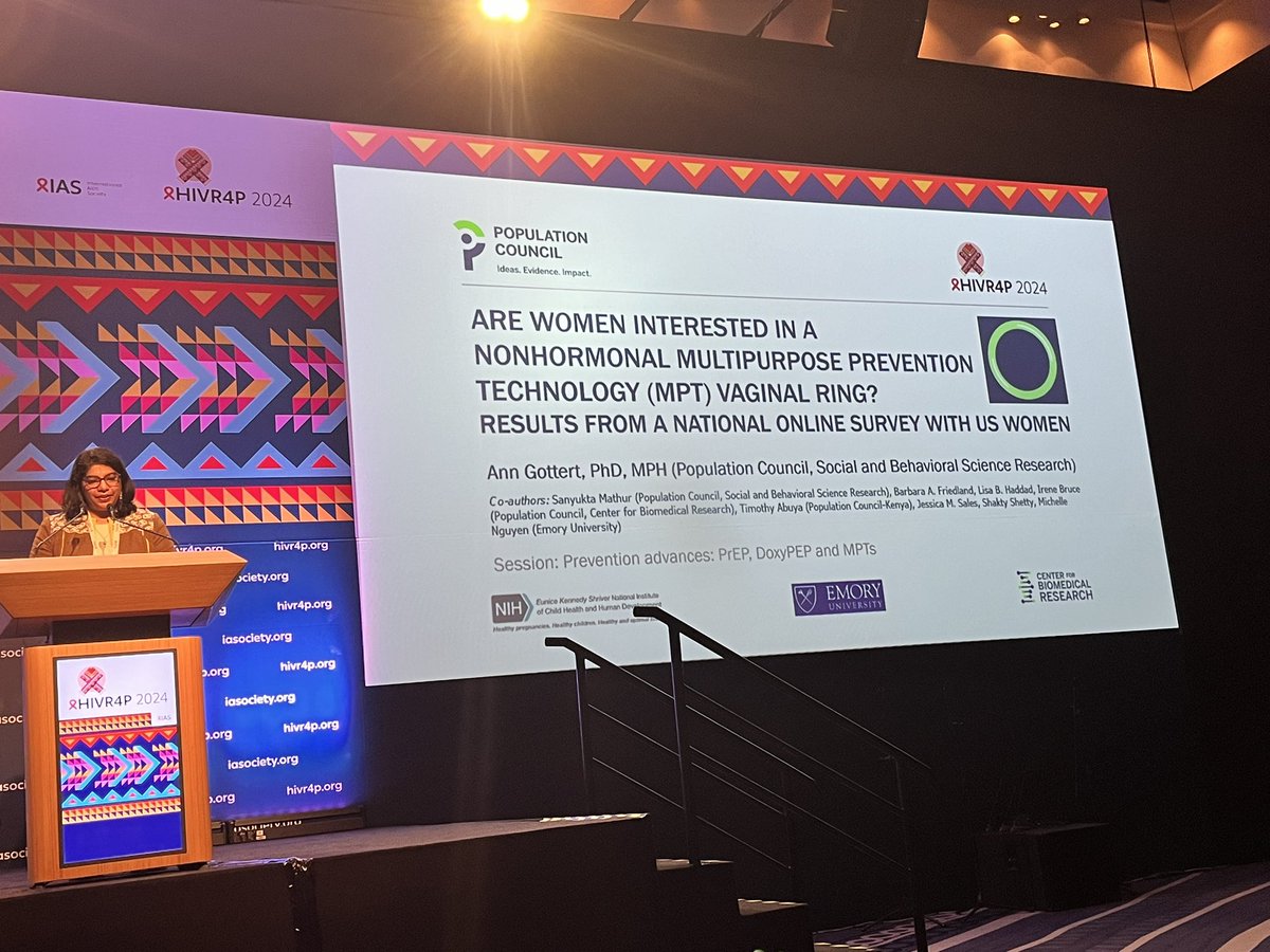 ivansegy47's tweet image. “74% of women were very likely or likely to use a non-hormonal MPT vaginal ring that prevents HIV, pregnancy, bacterial vaginosis, and other STIs with moderate efficacy, which is under development” says @Pop_Council’s @SanyuktaMathur at #HIVR4P2024
