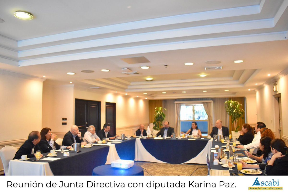 ASCABIGuatemala's tweet photo. El día de hoy, la Junta Directiva de ASCABI recibió a la diputada @karinapazGt 1er Secretario de Junta Directiva del Congreso de la República, para conversar sobre la agenda legislativa para mejorar el clima de negocios y atraer IED a Guatemala. https://t.co/Caleff2soG