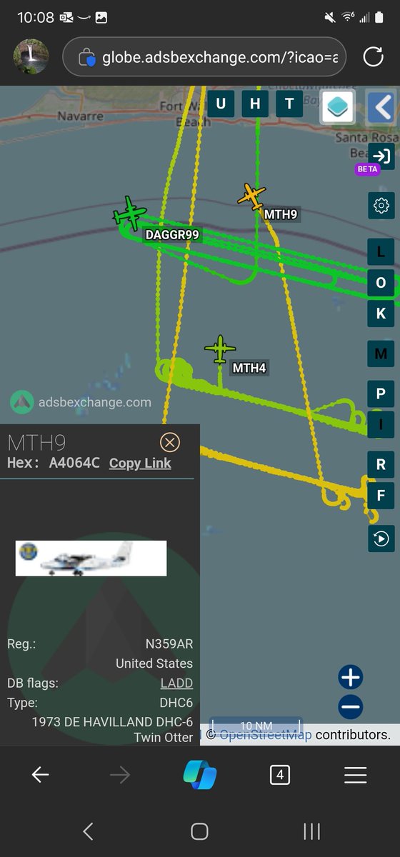 norb420's tweet photo. 10) #AE6E80 as #DAGGR99
#AD0ADF as #MTH4
#A4064C as #MTH9
#AAFA34 as #SCAN06
Not as many players today as yesterday's fun. #DAGGR99 flew its racetrack pattern 10,550 feet. #MTH4 was flying its pattern at 8,500 feet and #MTH9 doing it thing at 5,500 feet. #SCAN06 came from KBWI and joined in at 13,575 and flew a pattern around the other 3 patterns.