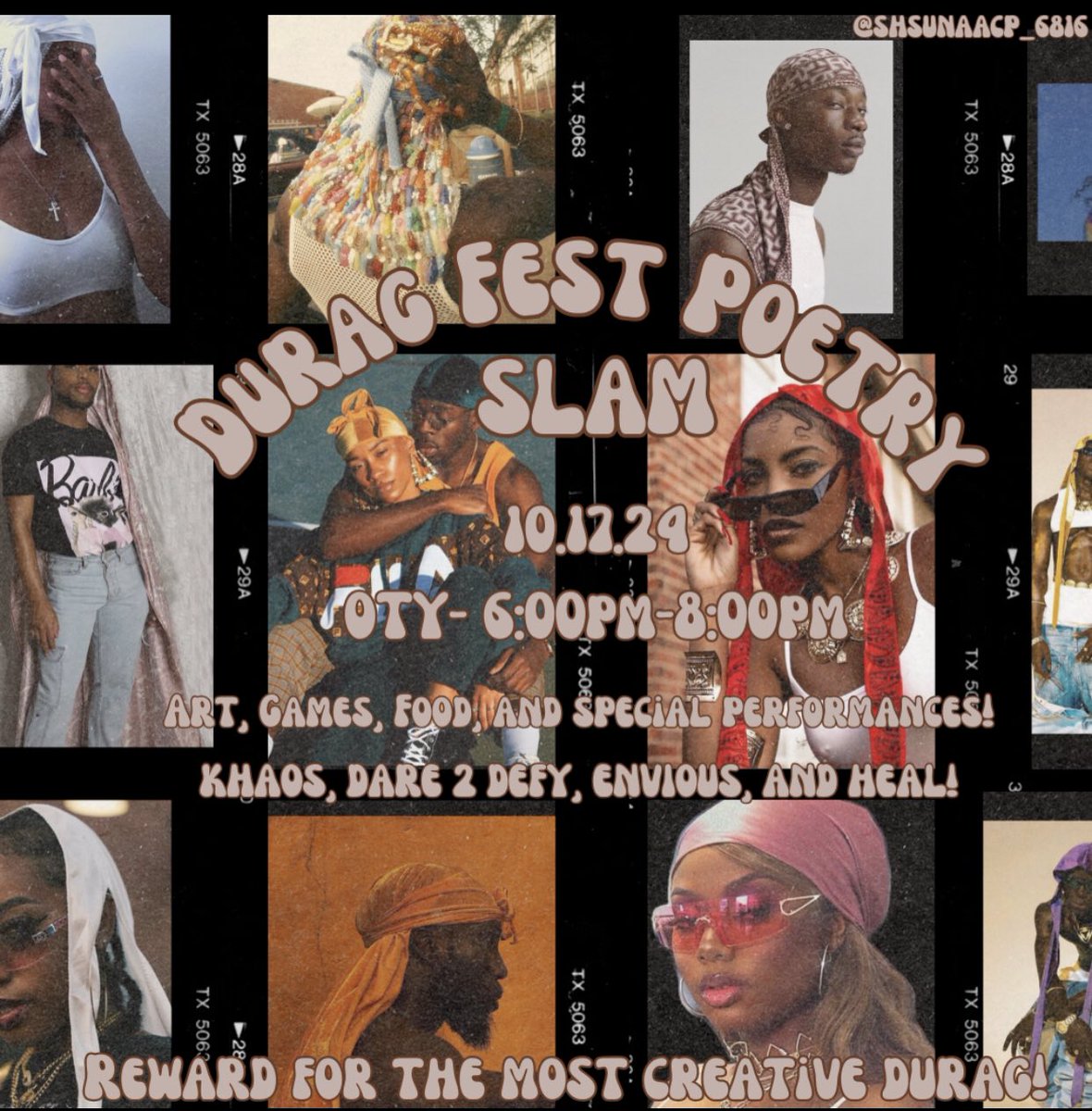 Step up for the culture at Durag Fest! 💥🎤 Art, poetry, games, and fire performances on deck. Meet us on the yard October 17th, 6-8pm and show off your dopest durag for a chance to win. Let’s make it a vibe! I heard 
<a href="/KhaosStep/">Khaos Step Team</a> <a href="/HealShsu/">HEAL 🌱💛</a> <a href="/EnviousDance/">Envious Dance Line✨</a> <a href="/Dare2defyD/">Dare 2 Defy 🦋</a> will be there!