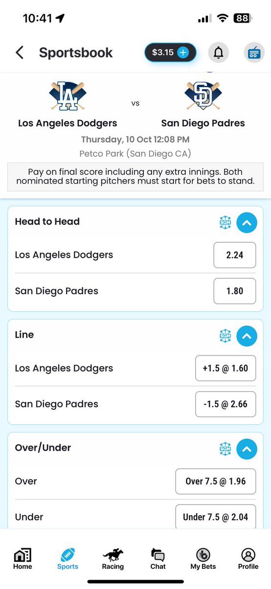 buddybet's tweet photo. Dodgers @ Padres today - the ONLY place you can get 100% markets is at #buddybet.
Get the best prices h2h, line and totals ONLY at BUDDYBET

Chances are you're about to lose. 
Set a deposit limit https://t.co/1VBlW3CN2I