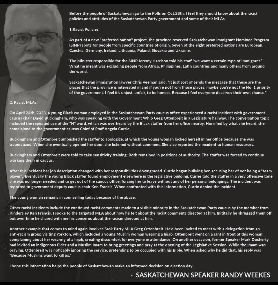 Hon. Randy Weekes (@randyweekes) on Twitter photo 