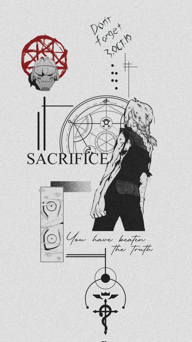 kelwyn_keller's tweet photo. Olha essa tattoo inspirada em Fullmetal Alchemist! 
Coloquei o Edward em uma pose de determinação, as frases "Sacrifice" e "You have beaten the Truth", símbolos icônicos como o círculo de transmutação e a data "Don't forget 3 Oct 10". 
Vem fazer a sua!
#animetry #tattoo #anime https://t.co/RlsPBLP8Py