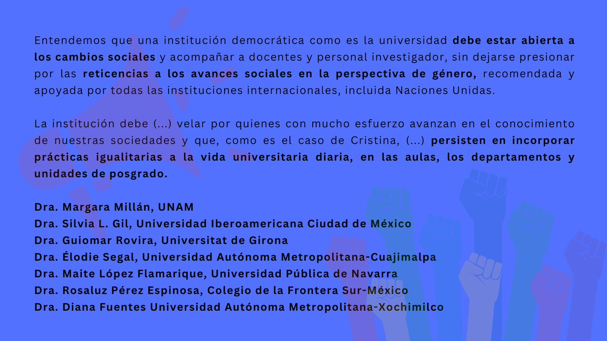 “La libertad académica (…) es el centro de la vida universitaria. La obligación de las autoridades no es vigilar y mermar esa libertad o ponerle obstáculos, sino fomentarla e impulsar el conocimiento” Profesoras e investigadoras de México y España #NoMásAcosoUASB
<a href="/Jose_SCornejo/">Sebastián Cornejo</a>