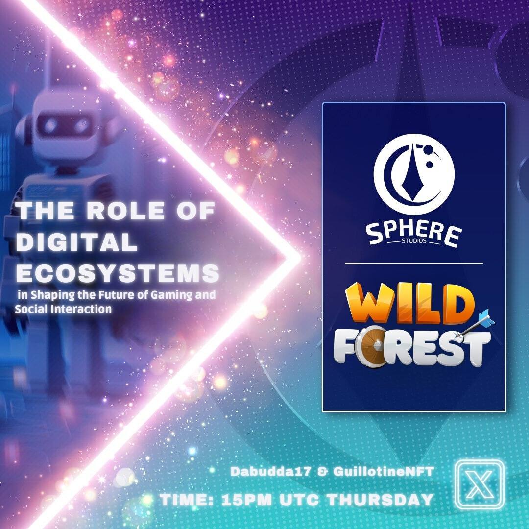 SphereStudios (@sphere_studios) on Twitter photo Join us Today later!!!
AMA topic " The Role of Digital Ecosystems in Shaping the Future of Gaming and Social Interaction" with <a href="/playwildforest/">Wild Forest</a> and their team <a href="/Dabudda17/">Dabudda | KIND</a> and <a href="/GuillotineNFT/">TheGuillotine | Wild Forest 🌲</a>
AMA set at 15 pm UTC. Join us Today later!!!
AMA topic " The Role of Digital Ecosystems in Shaping the Future of Gaming and Social Interaction" with <a href="/playwildforest/">Wild Forest</a> and their team <a href="/Dabudda17/">Dabudda | KIND</a> and <a href="/GuillotineNFT/">TheGuillotine | Wild Forest 🌲</a>
AMA set at 15 pm UTC.