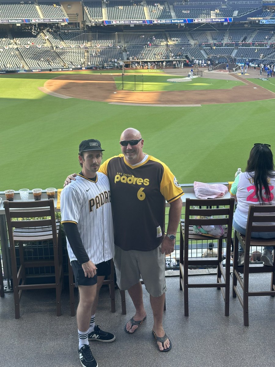pukdaddy's tweet photo. My son and I Drive down from LA to cheer our @Padres on tonight! Let’s go boys keep it rollin! Broke out my old school Garvey jersey! LFGSD! @SteveGarvey6 #fightforthefaithful https://t.co/HsfOqZRIJX