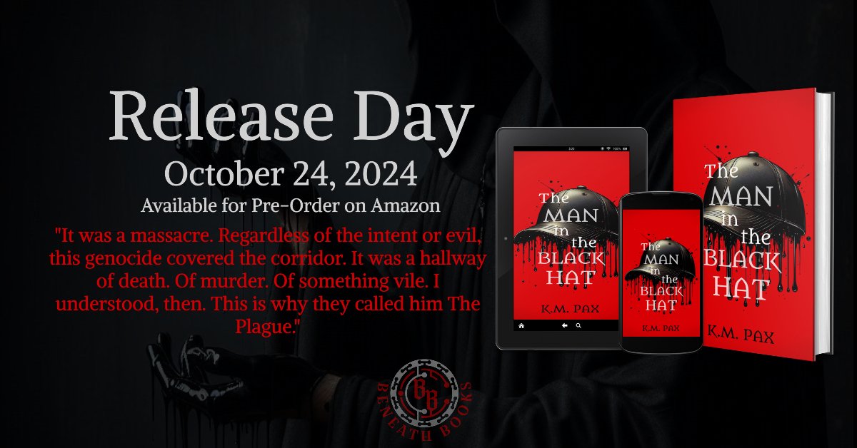 KM_Pax's tweet image. THE MAN IN THE BLACK HAT release date! #kindle #ebookpromo #thriller #urbanfantasy #darkfantasy #mystery #WritingLife - Should be funnnnnn