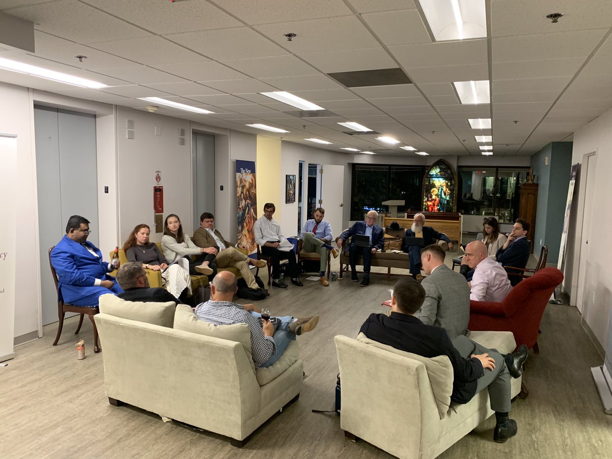 First meeting of the 2024-25 class of the Jean Bethke Elshtain Fellowship in Christian Realism, led by <a href="/mlivecche/">Marc LiVecche</a> at <a href="/TheIRD/">IRD</a> offices. Excellent discussions being had about realist ethics in the Christian tradition.