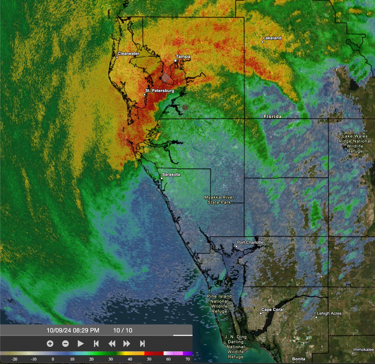 National Hurricane Center (@nhc_atlantic) on Twitter photo 830pm EDT Oct 9th: Doppler radar data indicates that the eye of #Hurricane #Milton has made landfall near Siesta Key in Sarasota County on the west coast of Florida.
Max sustained winds at landfall are estimated at 120 mph.
Landfall TCU: nhc.noaa.gov/text/refresh/M… 830pm EDT Oct 9th: Doppler radar data indicates that the eye of #Hurricane #Milton has made landfall near Siesta Key in Sarasota County on the west coast of Florida.
Max sustained winds at landfall are estimated at 120 mph.
Landfall TCU: nhc.noaa.gov/text/refresh/M…