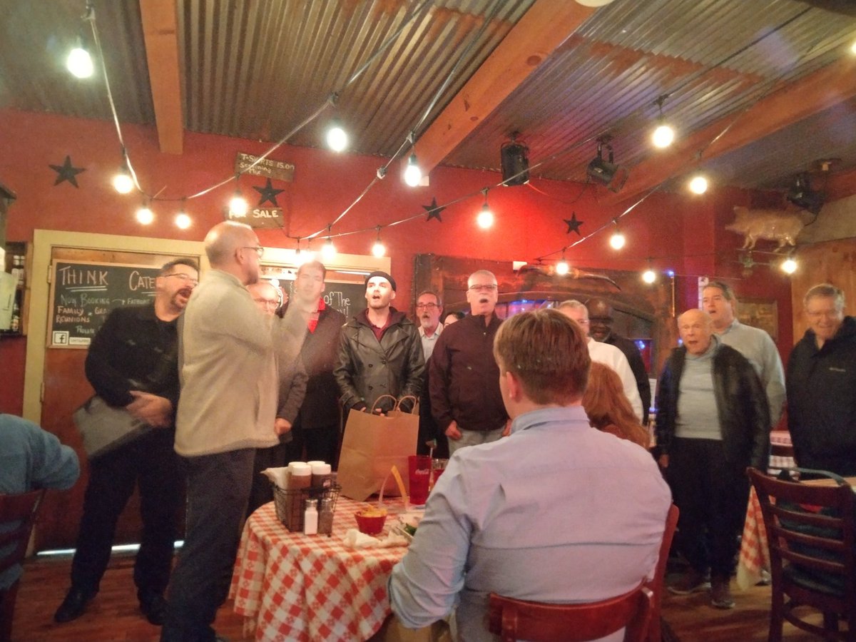 TheBGMC's tweet photo. We had a great time singing through Allentown as part of #DiningOutForLife! A great warm up for our free concert Friday at Westminster Presbyterian on Delaware. Ticket info available at https://t.co/1sliyYgQDL - hope to see you there! https://t.co/vRsjOtQDmz