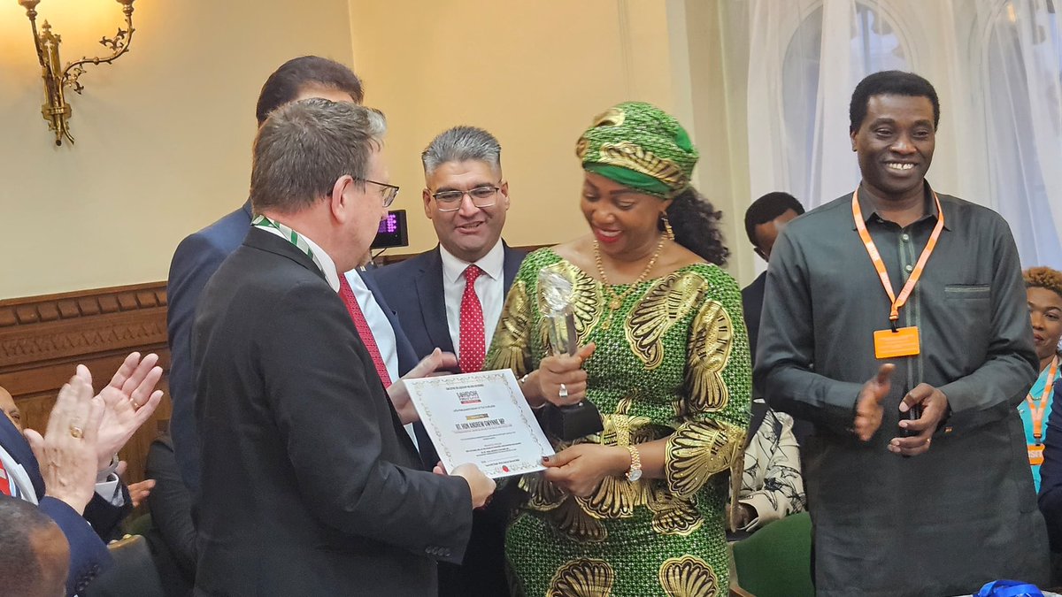 Ladyfatimabio's tweet image. I am deeply honored to have been hosted today at the House of Commons, UK Parliament, for the 9th Annual London Political Summit and Awards. 

As the First Lady of Sierra Leone, this moment is a proud reflection of our collective achievements and the strides we continue to make…