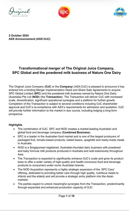 stockswami's tweet photo. I did tell you! (4 months ago)
Nature One Dairy #ND1, SPC Global and Orange Juice company $OJC https://t.co/DNlNA6Xftp